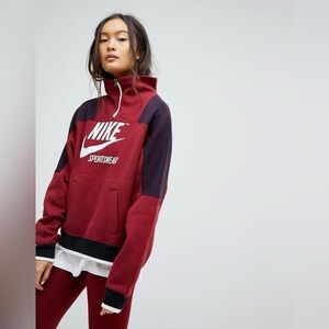 Nike Archive Half Zip Pullover Sweatshirt In Burgundy | Size Small
